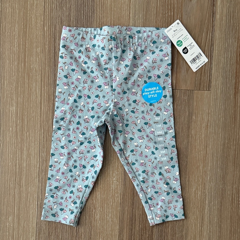Carter's Kids Leggings - Gray with Pink and Blue Accents
